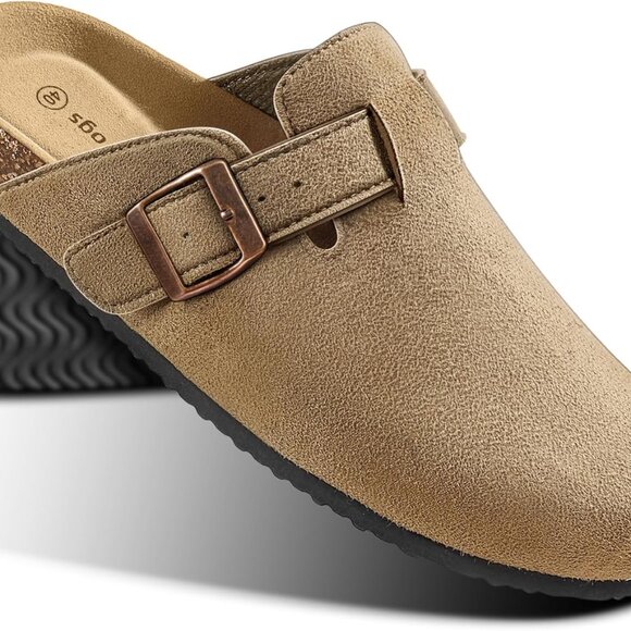Shoes - Women Men Faux Suede Slip-On Clogs Sandals with Arch Support Comfort